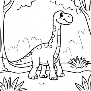 Friendly Brachiosaurus In A Forest Coloring Page 25854-20908