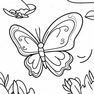 Colorful Butterfly In Flight Coloring Page 25864-20915