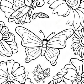 Colorful Butterfly In Flight Coloring Page 25864-20916