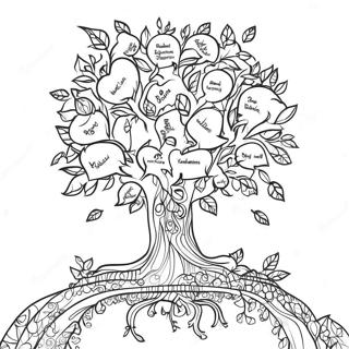 Colorful Family Tree With Leaves Coloring Page 25894-20941