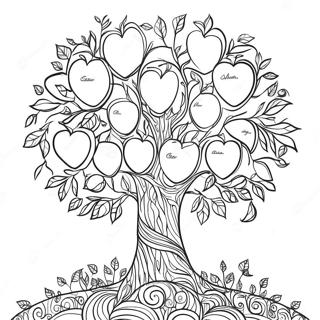 Colorful Family Tree With Leaves Coloring Page 25894-20942