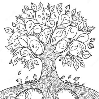 Colorful Family Tree With Leaves Coloring Page 25894-20944