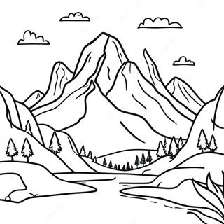 Realistic Mountain Landscape Coloring Page 25923-20954