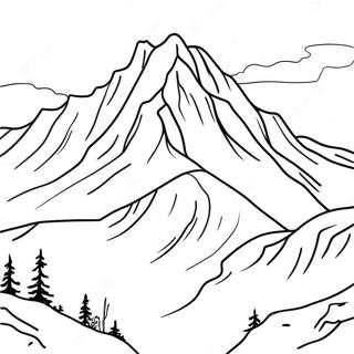 Majestic Snow Capped Mountain Coloring Page 25924-20964