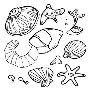 Colorful Seashells Underwater Coloring Page 2592-2185