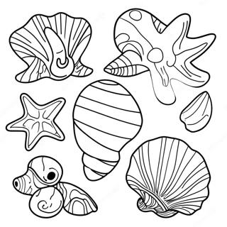 Colorful Seashells Underwater Coloring Page 2592-2186