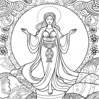 Elegant Moon Goddess In Flowing Robes Coloring Page 25944-20980