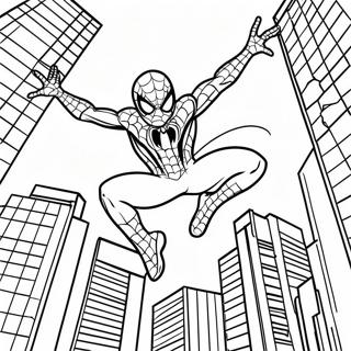 Spider Man Swinging Through The City Coloring Page 25974-21000