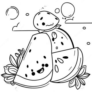 Bright Sunny Day With Melon Coloring Page 25994-21018