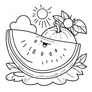 Bright Sunny Day With Melon Coloring Page 25994-21019