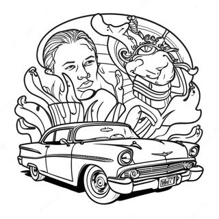 Chicano Lowrider Classic Car Coloring Page 26003-21024