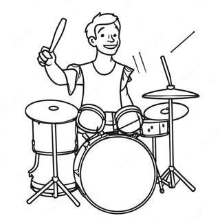 Colorful Drummer Playing Coloring Page 26034-21049