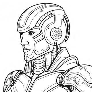 Futuristic Cyborg Warrior Coloring Page 26064-21070