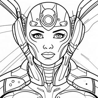 Futuristic Cyborg Warrior Coloring Page 26064-21071