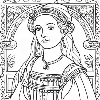 Elegant Renaissance Portrait Coloring Page 26194-21169