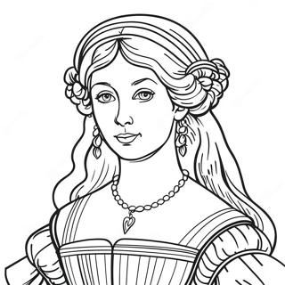 Elegant Renaissance Portrait Coloring Page 26194-21172