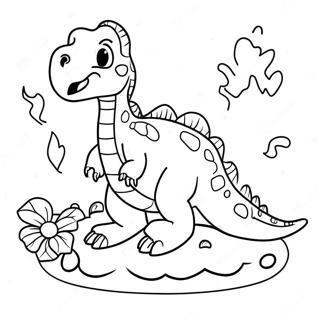 Dinosaur Birthday Cake Coloring Page 26213-21183