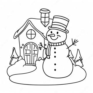 Cozy Christmas House With Snowman Coloring Page 26254-21211