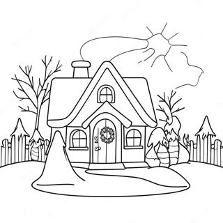 Cozy Christmas House With Snowman Coloring Page 26254-21212