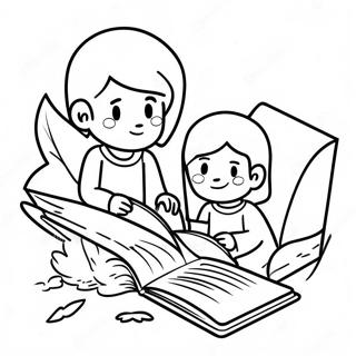 Adventurous Kids Reading Coloring Page 26274-21229