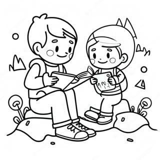 Adventurous Kids Reading Coloring Page 26274-21232