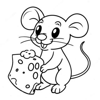 Adorable Mouse With Cheese Coloring Page 26284-21240