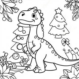 Dinosaur Christmas Tree Coloring Page 2631-2219