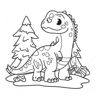 Dinosaur Christmas Tree Coloring Page 2631-2220