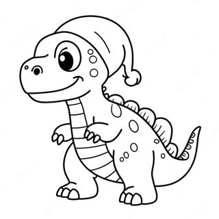 Festive Dinosaur With Santa Hat Coloring Page 2632-2215