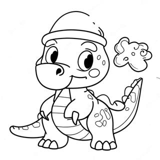 Festive Dinosaur With Santa Hat Coloring Page 2632-2216