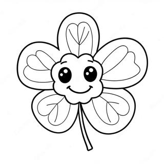 Cute Shamrock With Smiling Face Coloring Page 26354-21294