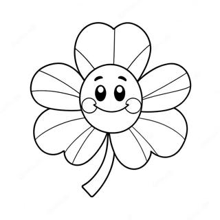 Cute Shamrock With Smiling Face Coloring Page 26354-21296