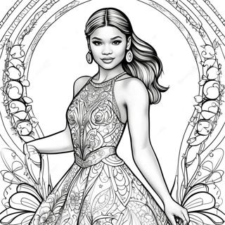 Zendaya In Sparkling Dress Coloring Page 26394-21326