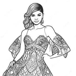 Zendaya In Sparkling Dress Coloring Page 26394-21328