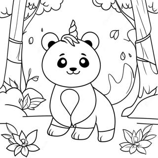 Magical Unicorn Panda In A Forest Coloring Page 26404-21331