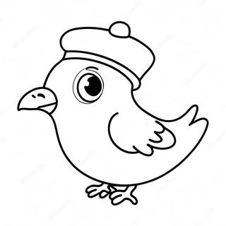 Funny Pigeon With A Hat Coloring Page 26444-21368