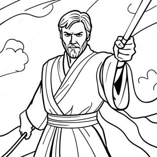 Obi Wan Kenobi In Battle Coloring Page 26504-21413