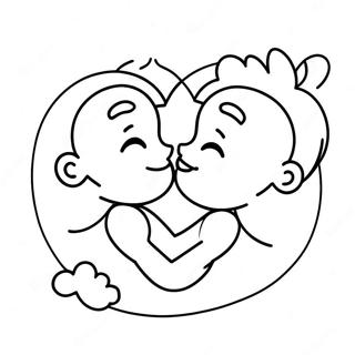 Cute Cartoon Kiss Coloring Page 26524-21429