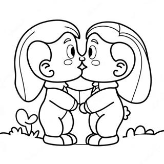 Cute Cartoon Kiss Coloring Page 26524-21430