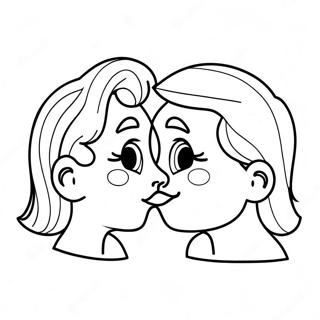 Cute Cartoon Kiss Coloring Page 26524-21432