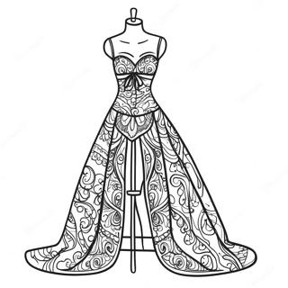 Fashion Mannequin With Dress Coloring Page 26544-21448