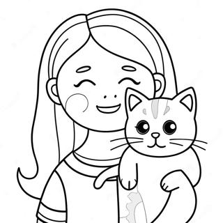 Girl With Cat Coloring Page 26553-21451