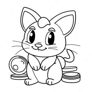 Cute Meowth With Coins Coloring Page 26564-21461