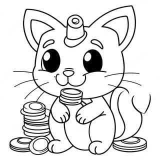 Cute Meowth With Coins Coloring Page 26564-21462