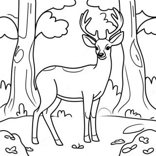 Realistic Buck Deer In Forest Coloring Page 26573-21471