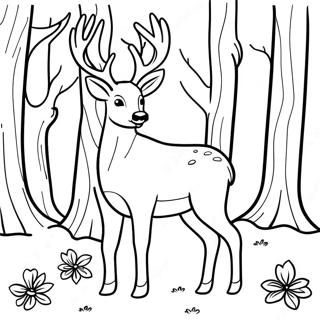 Realistic Buck Deer In Forest Coloring Page 26573-21472