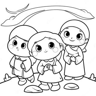 Adorable Bible Story Characters Coloring Page 26594-21485