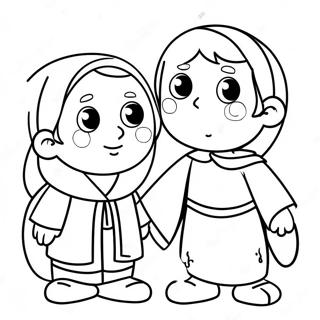 Adorable Bible Story Characters Coloring Page 26594-21486