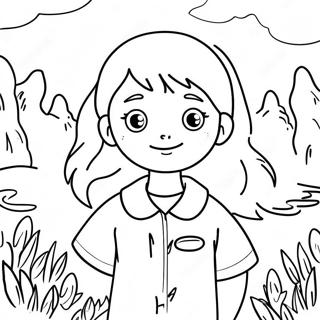 Adventurous Big Sister In Nature Coloring Page 26604-21503