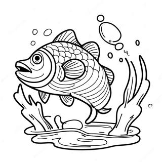 Bass Fishing Scene Coloring Page 26713-21575